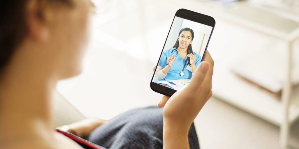 Person on video call with doctor